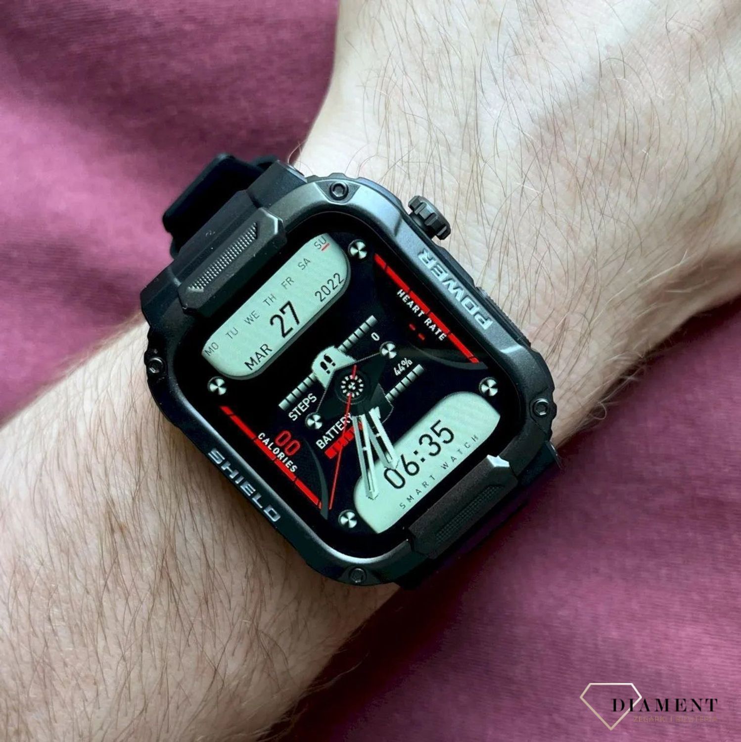 Zegarek męski Smartwatch Rubicon na czarnym pasku wojskowy RNCF07 z rozmowami. Zegarek sportowy smartwatch. Zegarek z powiadomieniami. Zegarek Rubicon smartwatch męski. Zegarek smartwatch wojskowy idealny na prezent (1).jpg